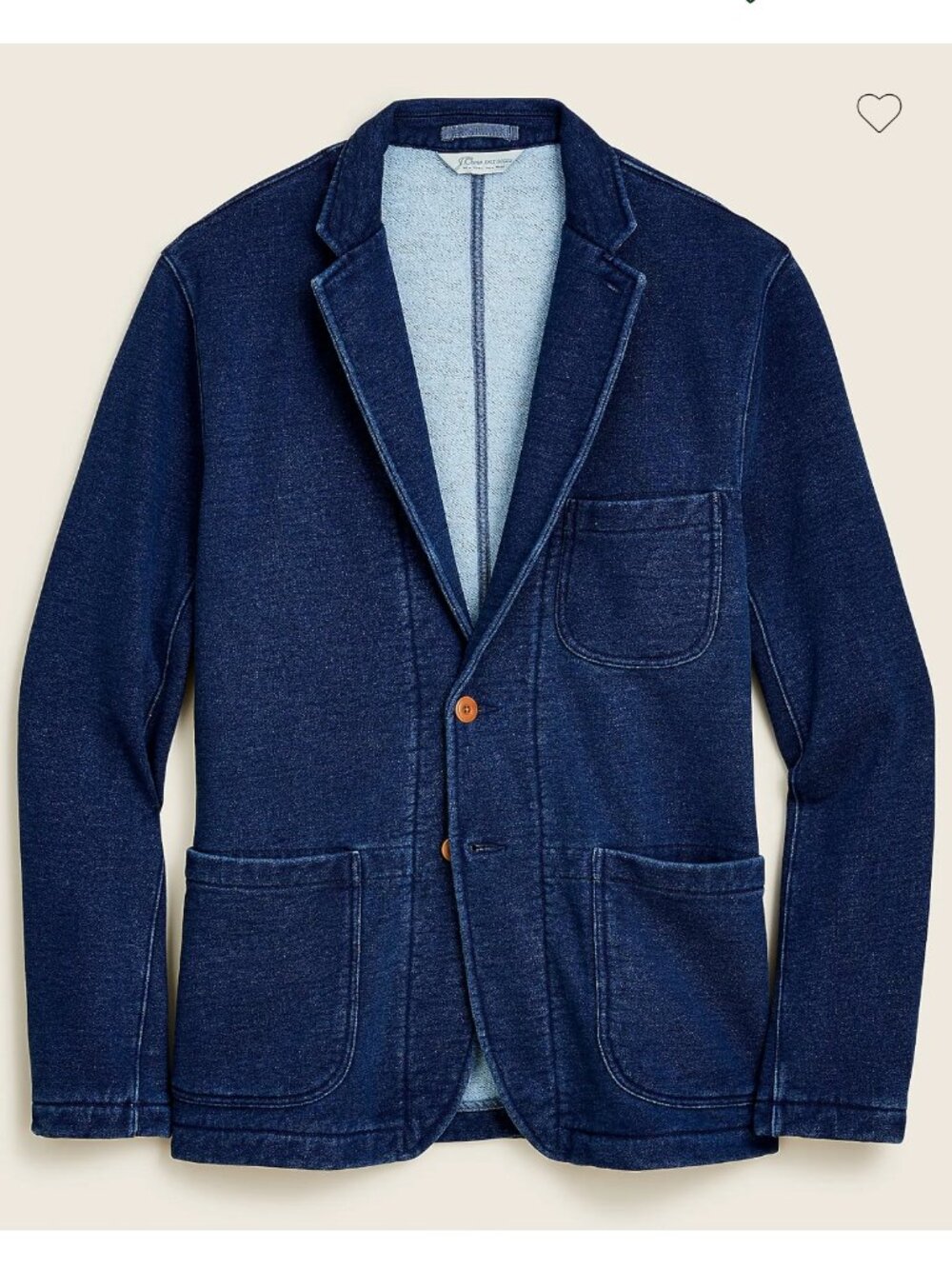 🌟 J. CREW 🌟 MEN'S INDIGO DYED FRENCH TERRY COTTON KNIT BLAZER BLUE SZ M
